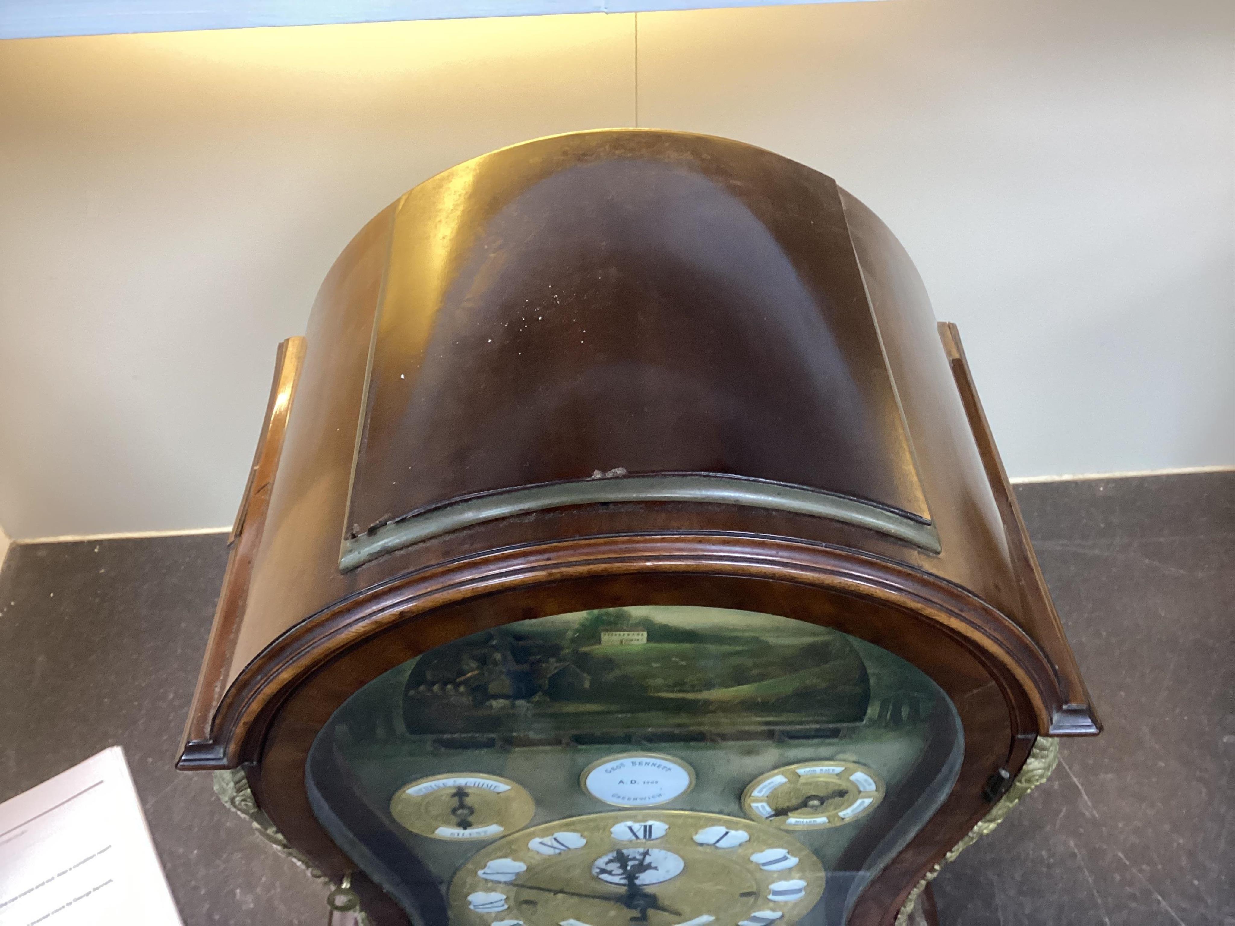 A substantial George III mahogany balloon-shaped musical bracket clock by George Bennett, Greenwich, ‘Clockmaker to the Royal Observatory’